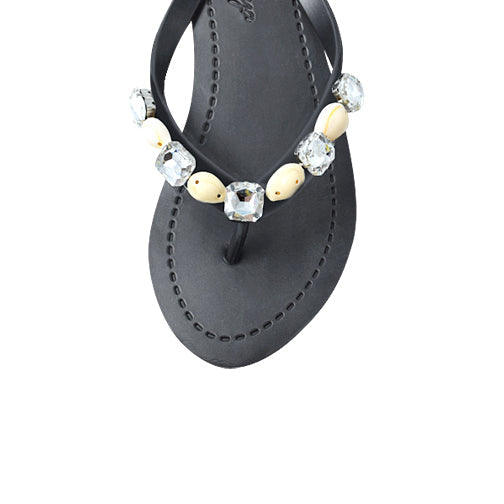 Shell Beach - Mid Wedge Flip Flops with stones